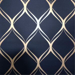 Wave Geometric Wallpaper Navy / Gold